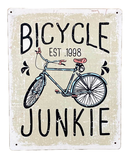 Metal Sign Plaque - Bicycle Junkie Bike