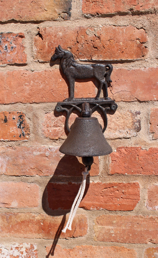 Rustic Cast Iron Wall Bell, Horse