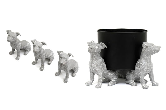 Set of Grey Dog Pot Risers