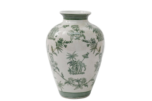 Ceramic Green Parrot Palm Willow Vase 30cm
