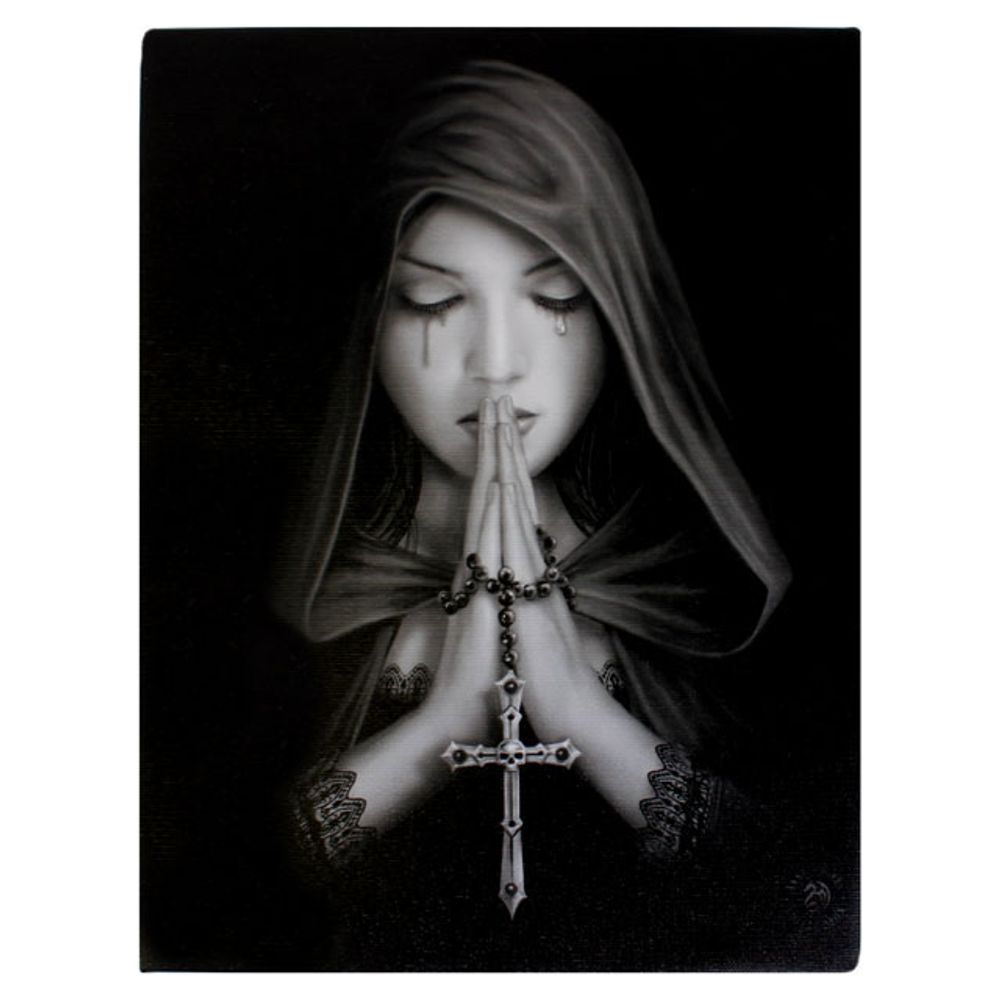 19x25cm Gothic Prayer Canvas Plaque by Anne Stokes